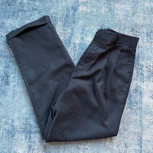Boys Bertucci Navy Blue Pleated Front Dress Pants with Vertical Stripes Size 18